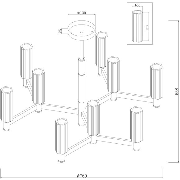 Люстра на штанге Freya FR5167PL-09BS Ambra под лампы 9xE14 40W