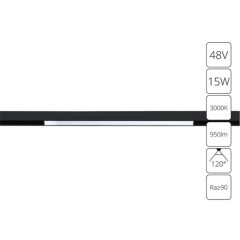 Магнитный трековый светильник Arte Lamp LINEA 3000k RA90 950Lm 15Вт 120° A4643PL-1BK