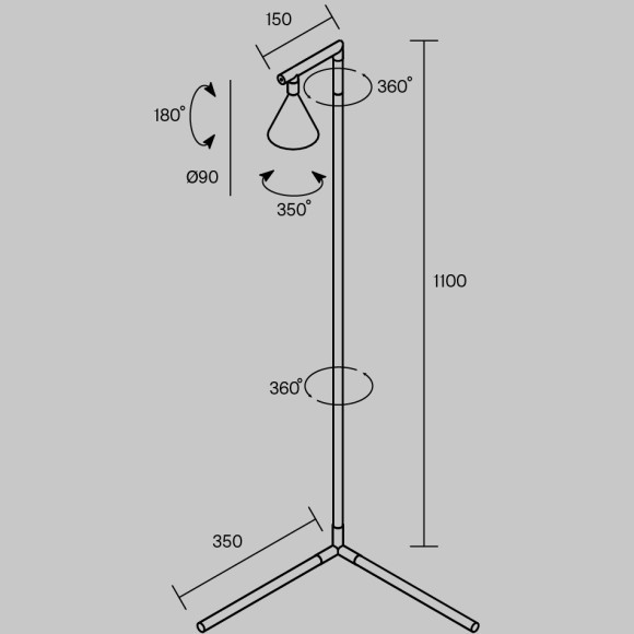 MOD489FL-L20B3K Напольный светильник (торшер) с возможностью раздельного включения плафона и ножки Maytoni Stripe