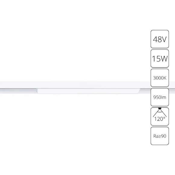 A4643PL-1WH Трековый магнитный светодиодный светильник Arte Lamp Linea 2.0 CRI90+ 3000К 950Лм 120° 15Вт