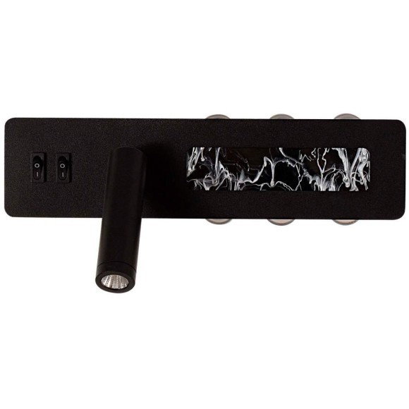 4692-1W Настенный черный светодиодный светильник с доп. подсветкой и 2 независимыми включателями 6.5Вт+16Вт, 55Лм+1470Лм, 4000K