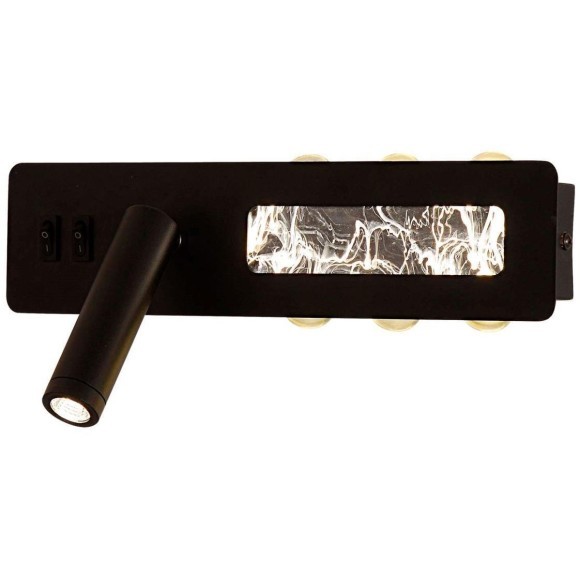 4692-1W Настенный черный светодиодный светильник с доп. подсветкой и 2 независимыми включателями 6.5Вт+16Вт, 55Лм+1470Лм, 4000K