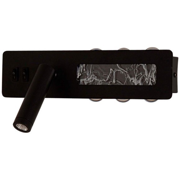 4692-1W Настенный черный светодиодный светильник с доп. подсветкой и 2 независимыми включателями 6.5Вт+16Вт, 55Лм+1470Лм, 4000K