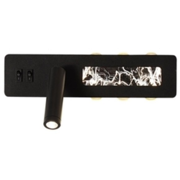 4692-1W Настенный черный светодиодный светильник с доп. подсветкой и 2 независимыми включателями 6.5Вт+16Вт, 55Лм+1470Лм, 4000K