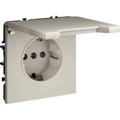 VLS040303 Розетка встраиваемая с заземлением, защитными шторками и крышкой 16 Ампер (3500 Ватт) кашемирового цвета VOLTUM S70 (кашемир)