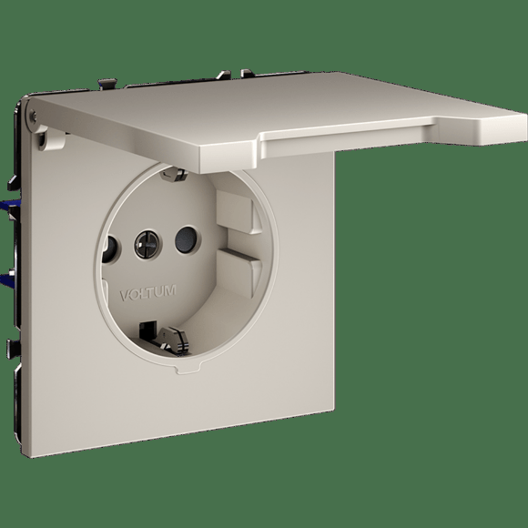 VLS040303 Розетка встраиваемая с заземлением, защитными шторками и крышкой 16 Ампер (3500 Ватт) кашемирового цвета VOLTUM S70 (кашемир) VLS040303 Розетка встраиваемая с заземлением, защитными шторками и крышкой 16 Ампер (3500 Ватт) кашемирового цвета VOLTUM S70 (кашемир)