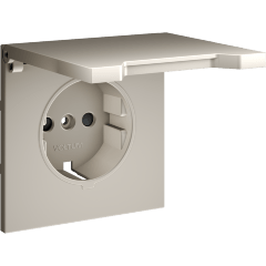 VLS000803 Накладка для розетки с заземлением, защитными шторками и защитной крышкой кашемирового цвета VOLTUM S70 (кашемир)