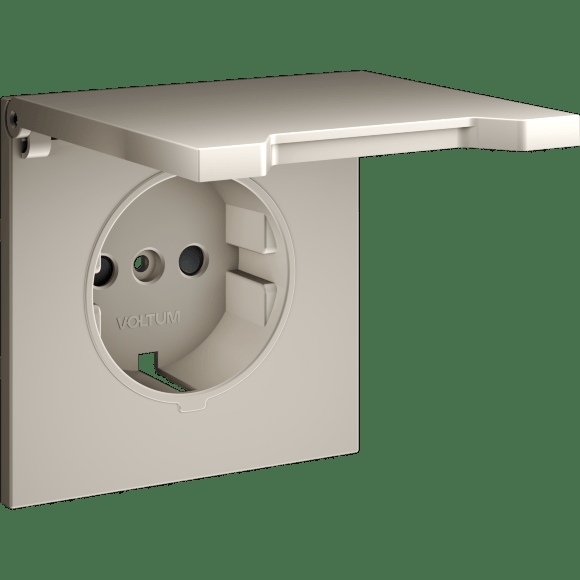 VLS000803 Накладка для розетки с заземлением, защитными шторками и защитной крышкой кашемирового цвета VOLTUM S70 (кашемир)