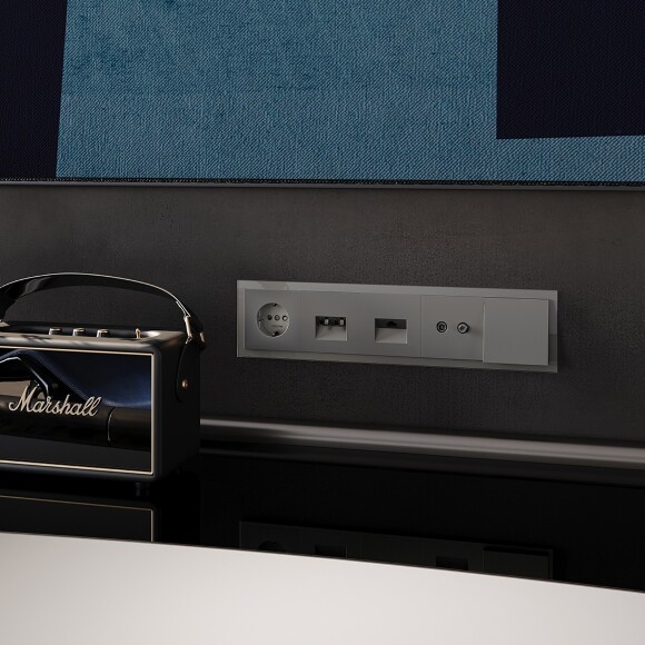 VLS110504 Рамка стеклянная для электрических изделий VOLTUM серии S70 на 5 постов шелкового цвета из стекла