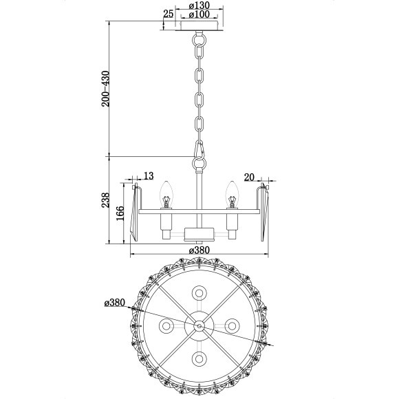 Подвесная люстра хрустальная Puntes MOD043PL-04CH