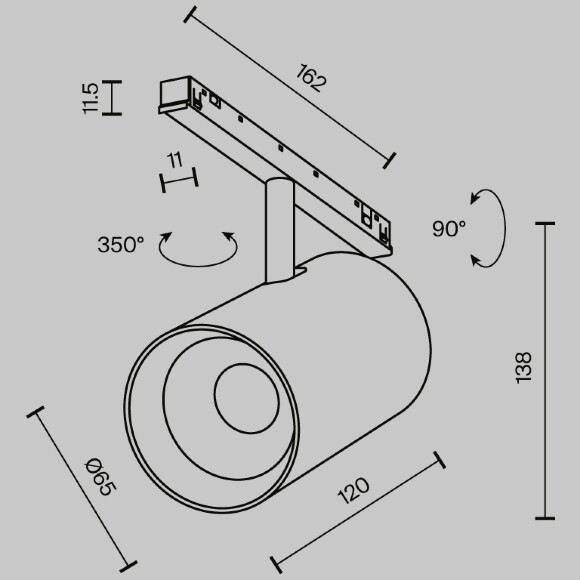 Трековый светильник Technical TR243-18W3K-B
