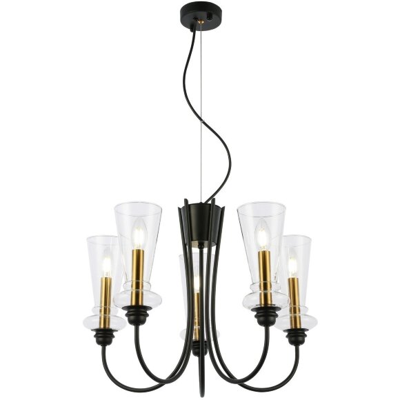 SLE112403-05 Светильник подвесной Черный/Прозрачный E14 5*40W RAMMO
