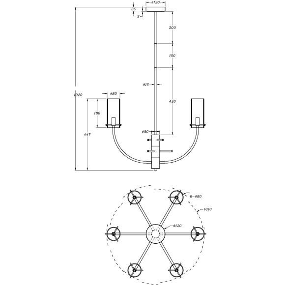 Люстра на штанге Maytoni MOD223PL-06BS Arco под лампы 6xG9 40W