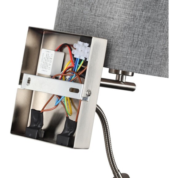 8251/2W MODERNI LN25 000  никель/серый, металл/текстиль бра Е14 40W + LED 3W 4000K 220V NIKKI