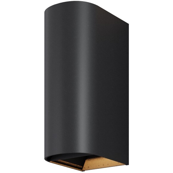 Maytoni Drape O526WL-L10B3K Уличный настенный полукруглый светодиодный фасадный светильник-бра высотой 17 см, стиль минимализм, свет вверх-вниз, металл черный алюминий, LED 10Вт 3000K 550Лм CRI80 80° 220В IP65 -40...+50°C