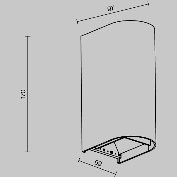 Maytoni Drape O526WL-L10B3K Уличный настенный полукруглый светодиодный фасадный светильник-бра высотой 17 см, стиль минимализм, свет вверх-вниз, металл черный алюминий, LED 10Вт 3000K 550Лм CRI80 80° 220В IP65 -40...+50°C