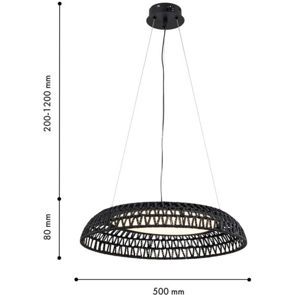 4752-5P, Подвесная люстра, D500xH200/1300, LEDx20W, 1200LM, 3000K, included