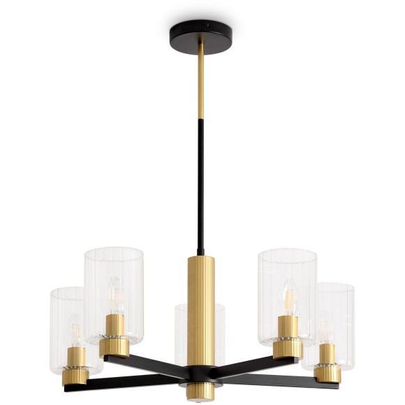Люстра потолочная, прозрачные стеклянные плафоны, черно-латунное основание E14 5шт Freya Ombre FR2051CL-05BBS Люстра потолочная, прозрачные стеклянные плафоны, черно-латунное основание E14 5шт Freya Ombre FR2051CL-05BBS