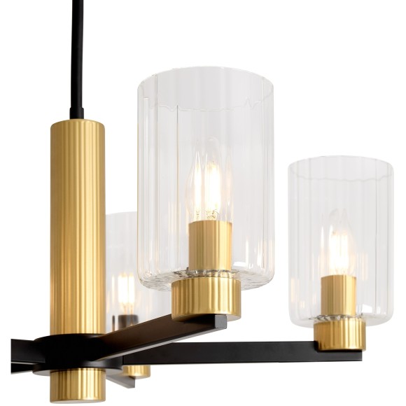 Люстра потолочная, прозрачные стеклянные плафоны, черно-латунное основание E14 5шт Freya Ombre FR2051CL-05BBS Люстра потолочная, прозрачные стеклянные плафоны, черно-латунное основание E14 5шт Freya Ombre FR2051CL-05BBS
