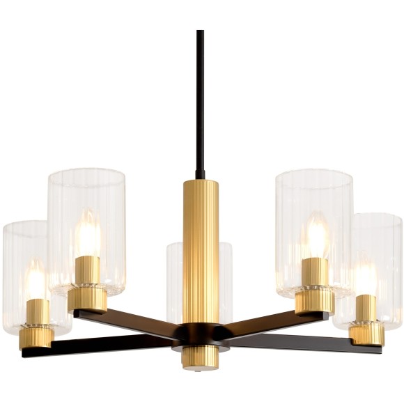 Люстра потолочная, прозрачные стеклянные плафоны, черно-латунное основание E14 5шт Freya Ombre FR2051CL-05BBS Люстра потолочная, прозрачные стеклянные плафоны, черно-латунное основание E14 5шт Freya Ombre FR2051CL-05BBS