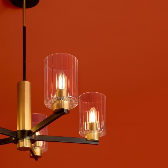 Люстра потолочная, прозрачные стеклянные плафоны, черно-латунное основание E14 5шт Freya Ombre FR2051CL-05BBS Люстра потолочная, прозрачные стеклянные плафоны, черно-латунное основание E14 5шт Freya Ombre FR2051CL-05BBS