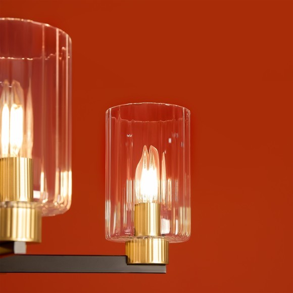 Люстра потолочная, прозрачные стеклянные плафоны, черно-латунное основание E14 5шт Freya Ombre FR2051CL-05BBS Люстра потолочная, прозрачные стеклянные плафоны, черно-латунное основание E14 5шт Freya Ombre FR2051CL-05BBS