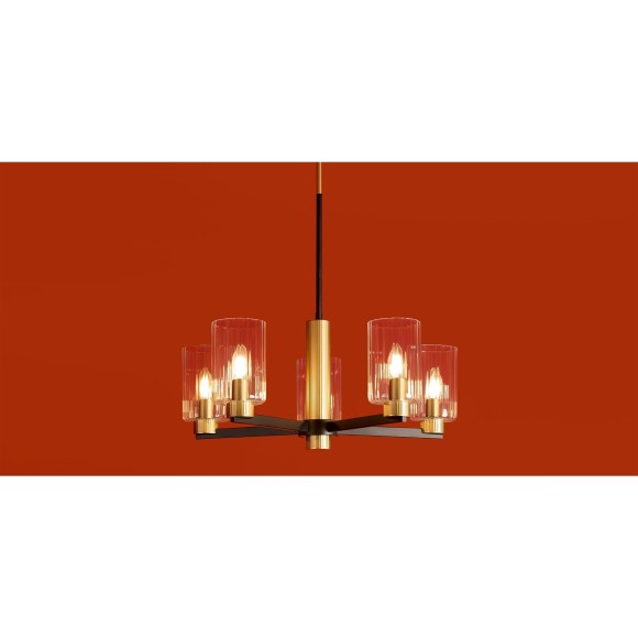 Люстра потолочная, прозрачные стеклянные плафоны, черно-латунное основание E14 5шт Freya Ombre FR2051CL-05BBS Люстра потолочная, прозрачные стеклянные плафоны, черно-латунное основание E14 5шт Freya Ombre FR2051CL-05BBS