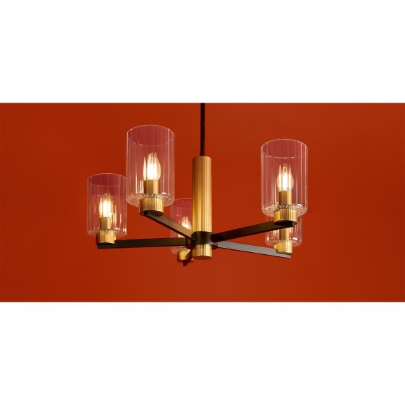 Люстра потолочная, прозрачные стеклянные плафоны, черно-латунное основание E14 5шт Freya Ombre FR2051CL-05BBS Люстра потолочная, прозрачные стеклянные плафоны, черно-латунное основание E14 5шт Freya Ombre FR2051CL-05BBS