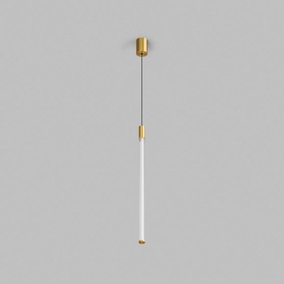 DK4314-BR Светильник подвесной цилиндр прозрачный с золотым основанием Denkirs AURA 16 Вт 3000К