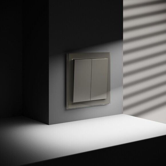 VLS020304 Проходной выключатель (переключатель) двухклавишный встраиваемый шелкового цвета 10А (2200 Ватт) VOLTUM S70 (шелк)