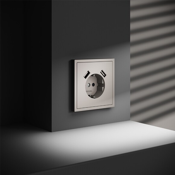VLS040403 Розетка встраиваемая с заземлением и защитными шторками и с двумя USB A+A Зарядками TYPE-А. Ток 16 Ампер (3500 Ватт) кашемирового цвета VOLTUM S70 (кашемир) VLS040403 Розетка встраиваемая с заземлением и защитными шторками и с двумя USB A+A Зарядками TYPE-А. Ток 16 Ампер (3500 Ватт) кашемирового цвета VOLTUM S70 (кашемир)