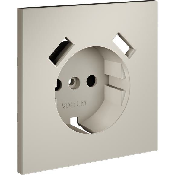 VLS000903 Накладка для розетки с заземлением и защитными шторками, с зарядкой от USB (ТИП A + ТИП A) кашемирового цвета VOLTUM S70 (кашемир)