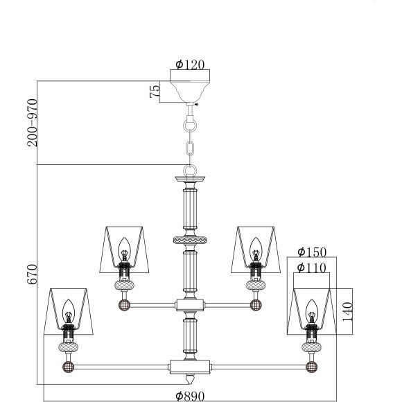 Подвесная люстра Riverside MOD018PL-15CH