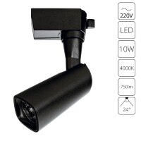 Однофазный двужильный светодиодный трековый светильник Arte Lamp A4561PL-1BK BARUT 4000К 750Лм CRI85+ 24° 10Вт