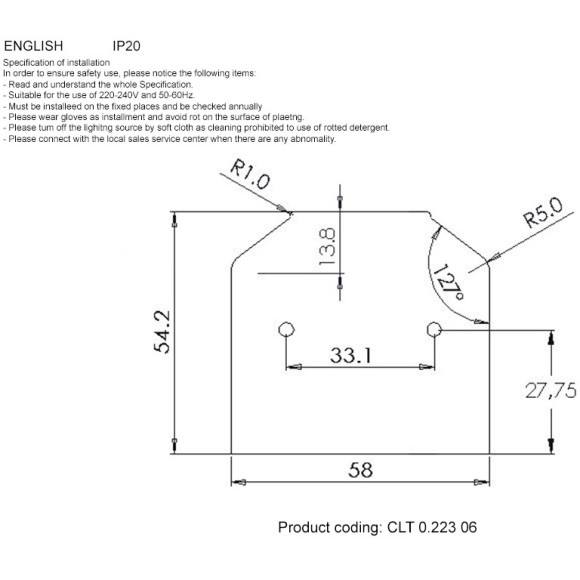 Заглушка 1шт (для профиля CLT 0.223 05 3000 AL) Space 48V Crystallux CLT 0.223 06