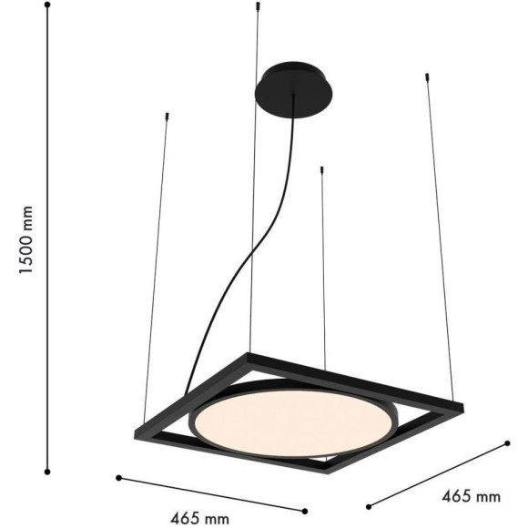 4637-1P, подвес, L460xW460xH500/1500, LEDx30W, 2625LM, 4000K, IP20, included