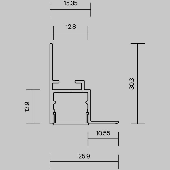 Алюминиевый профиль встраиваемый скрытого монтажа 26x30 (Серебро, 2 м), ALM-2630-S-2M 632014