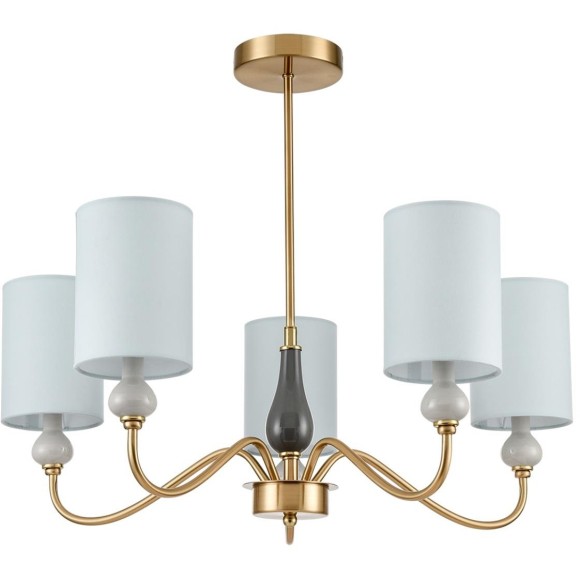 6590/5 CLASSI LN24 латунь/мятный зеленый, металл, керамика/текстиль Люстра подвесная E14 5*40W 220V ANRI