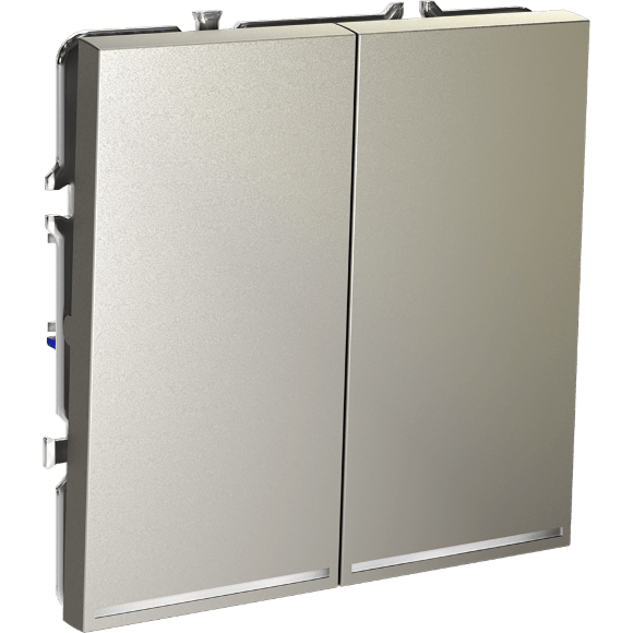 VLS020404 Проходной выключатель (переключатель) двухклавишный с подсветкой встраиваемый шелкового цвета 10А (2200 Ватт) VOLTUM S70 (шелк)