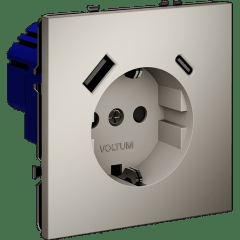 VLS040503 Розетка встраиваемая с заземлением и защитными шторками и с двумя USB зарядками Type-А и Type-C. Ток 16 Ампер (3500 Ватт) кашемирового цвета VOLTUM S70 (кашемир) VLS040503 Розетка встраиваемая с заземлением и защитными шторками и с двумя USB зарядками Type-А и Type-C. Ток 16 Ампер (3500 Ватт) кашемирового цвета VOLTUM S70 (кашемир)