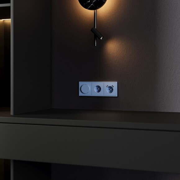 VLS002015 Накладка для диммера (светорегулятора) поворотно-нажимного синего джинсового цвета VOLTUM S70 (деним)