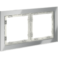 VLS110205 Рамка стеклянная для электрических изделий VOLTUM серии S70 на 2 поста алюминиевого цвета из стекла