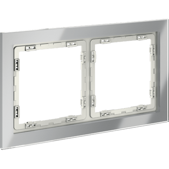 VLS110205 Рамка стеклянная для электрических изделий VOLTUM серии S70 на 2 поста алюминиевого цвета из стекла