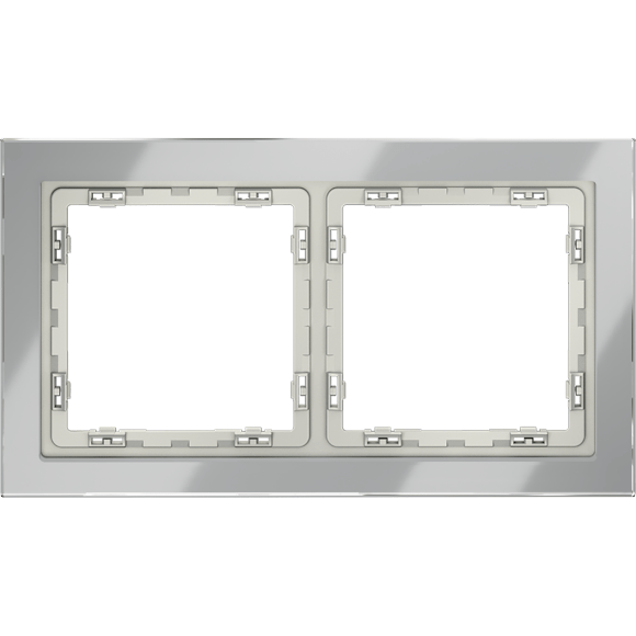 VLS110205 Рамка стеклянная для электрических изделий VOLTUM серии S70 на 2 поста алюминиевого цвета из стекла