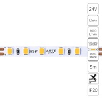 A2412005-01-3K Светодиодная лента 24В 9,6Вт/м 1000Лм/м 3000К CRI 90+ 5мм SMD2835 120шт/м 5м IP20