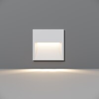 Maytoni Futo O512SL-L3W3K1 Уличный квадратный белый светодиодный светильник встраиваемый в стены, архитектурная подсветка лестницы, дорожки или фасада, LED 3Вт 3000K CRI90 95° IP65 220V