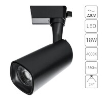 Однофазный двужильный светодиодный трековый светильник Arte Lamp A4562PL-1BK BARUT 4000К 1350Лм CRI85+ 24° 18Вт