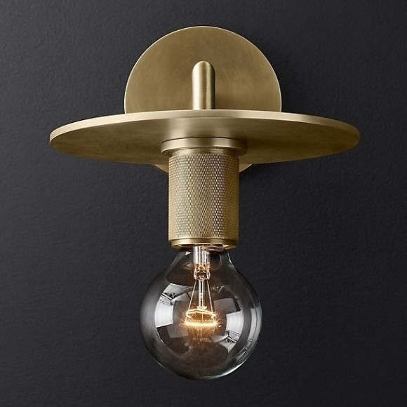 Бра Rh Utilitaire Knurled Disk Shade Sconce Brass By Imperiumloft