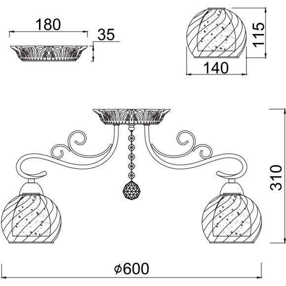 Люстра потолочная Freya FR2662-PL-05-BZ Nella под лампы 5xE14 40W Люстра потолочная Freya FR2662-PL-05-BZ Nella под лампы 5xE14 40W