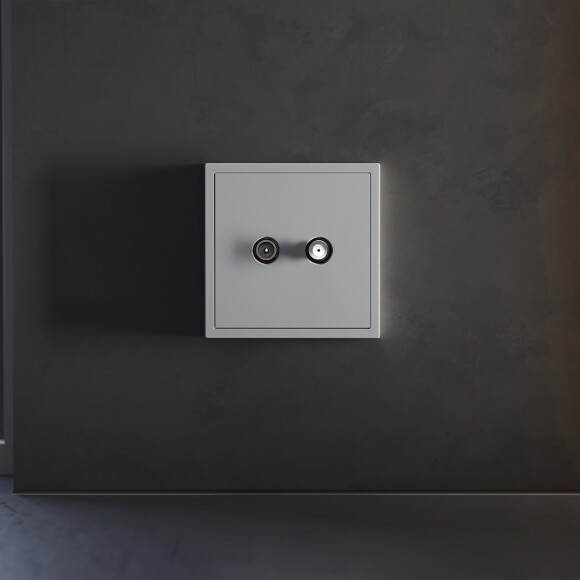 VLS001616 Накладка для розетки телевизионной оконечной TV+SAT (Телевизионный + Спутниковый) серого цвета VOLTUM S70 (серый)